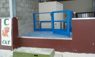 Lift table fitted at a riding school for the disabled